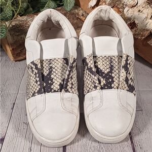 VINCE 'VISTA' PYTHON EFFECT LEATHER BAND SNEAKERS